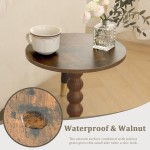 Round Side Table, Small Drink Table for Small Spaces, Modern Accent Nightstand with Solid Wood Leg for Living Room, Bedroom, Corners, and Office (Rustic Brown)