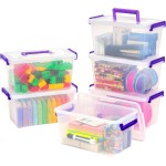 IRIS USA 5 Qt. Plastic Craft Storage Container Bins with Lids, 6 Pack, Small Art & Office Supply Organizer Tote, Sensory Bins & Boxes for Home & University, Stackable, Carry Handle, Clear