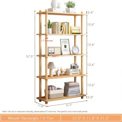 IOTXY 5-Tier Wooden Shelf Bookcase - Modern Open Bookshelf, Free Standing Storage Rack, Multifunctional Display Stand for Home and Office, Oak, Rectangle IOTXY 5-Tier Wooden Shelf Bookcase - Modern Open Bookshelf, Free Standing Storage Rack, Multifunctional Display Stand for Home and Office, Oak, Rectangle