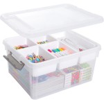 Citylife 17 QT Plastic Storage Box with Removable Tray Craft Organizers and Storage Clear Storage Container for Organizing Bead, Tool, Sewing, Playdoh