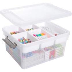 Citylife 17 QT Plastic Storage Box with Removable Tray Craft Organizers and Storage Clear Storage Container for Organizing Bead, Tool, Sewing, Playdoh