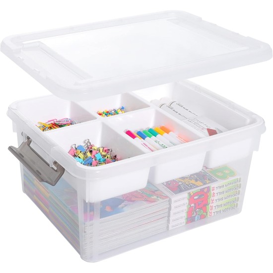 Citylife 17 QT Plastic Storage Box with Removable Tray Craft Organizers and Storage Clear Storage Container for Organizing Bead, Tool, Sewing, Playdoh