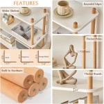 IOTXY 5-Tier Wooden Shelf Bookcase - Modern Open Bookshelf, Free Standing Storage Rack, Multifunctional Display Stand for Home and Office, Oak, Rectangle