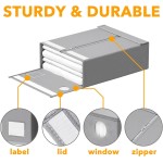 SpaceAid 4 Pack Bed Sheet Organizers and Storage, Foldable Organizer for Linen Closet, Sheets Set Folder Keeper with Window XL (Queen & King Size) Organizing Bedding Container, Gray 91ZDSN-SL01-G4