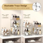 HIHEGD 2-Tier Bathroom Organizer with Dividers, Clear Under Sink and Pull-Out Cabinet Organizer for Kitchen and Pantry Storage