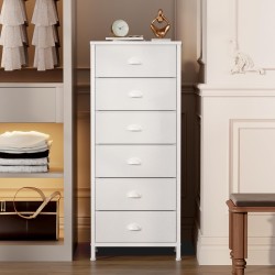Furnulem White Tall Dresser for Bedroom,Vertical Storage Tower Unit and End Table with 6 Fabric Drawers, Nightstand Furniture with Drawer Organizer in Living Room,Closet,Entryway,Hallyway Furnulem White Tall Dresser for Bedroom,Vertical Storage Tower Unit and End Table with 6 Fabric Drawers, Nightstand Furniture with Drawer Organizer in Living Room,Closet,Entryway,Hallyway