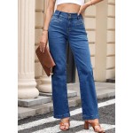 Sidefeel Women's Jeans High Waisted Straight Leg Stretchy Jeans Trendy Loose Wide Leg Zimbaplatinum Denim Pants with Pockets