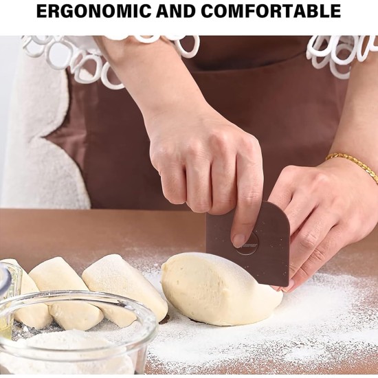 Pan Scraper, 5 Pcs Pot Scraper Plastic, Pot Scraper Non Scratch for Cast Iron, Pot and Pan Cleaning, Sturdy Scraper Kitchen Tool