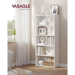 VASAGLE CUSTOS Collection - Bookshelf, 5-Tier Bookcase, Book Shelf, Open Storage Shelf, 9.4 x 23.6 x 52.8 Inches, for Living Room, Home Office, Dinning Room, Cloud White ULBC165T14