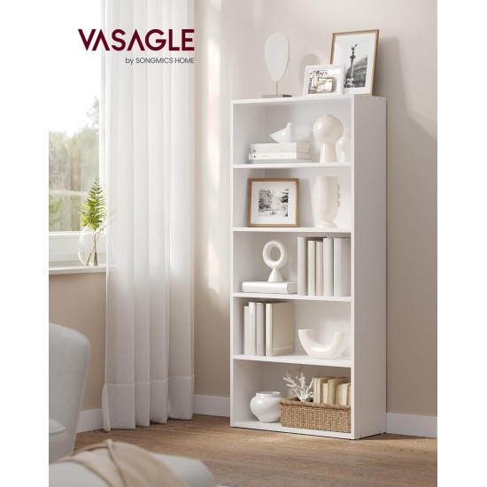 VASAGLE CUSTOS Collection - Bookshelf, 5-Tier Bookcase, Book Shelf, Open Storage Shelf, 9.4 x 23.6 x 52.8 Inches, for Living Room, Home Office, Dinning Room, Cloud White ULBC165T14