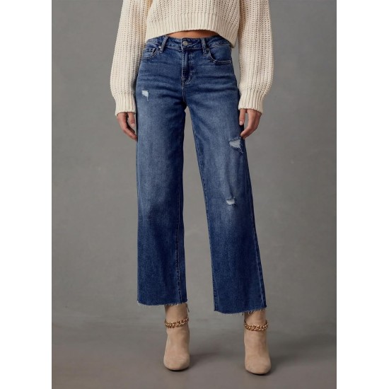 Dokotoo Womens High Waist Baggy Jeans Wide Leg Casual Petite 2026 8 Points Length Stretch Denim Pants