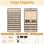 Hanging Jewelry Organizers and Storage, Double-Sided Jewelry Necklace Holder for Jewelries, Earrings, Accessories, Rings on Closet, Door, Wall (1,Beige)