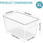 Vtopmart 6 PCS Clear Plastic Storage Bins, Pantry Organizer Containers with Handle for Refrigerator, Fridge, Cabinet, Kitchen, Countertops, Cupboard, Home Organization and Storage, XL