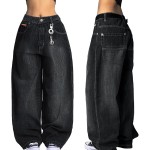 EMMIOL Women Boyfriends Hip Hop 90s Vintage Baggy Jeans Loose Denim Pants Mid-Low Waist Jeans