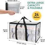 BALEINE 6-Pack Oversized Moving Bags with Reinforced Handles, Heavy-Duty Storage Tote for Clothes, Moving Supplies (Clear, 6-Pack)