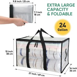 BALEINE 6-Pack Oversized Moving Bags with Reinforced Handles, Heavy-Duty Storage Tote for Clothes, Moving Supplies (Clear, 6-Pack) BALEINE 6-Pack Oversized Moving Bags with Reinforced Handles, Heavy-Duty Storage Tote for Clothes, Moving Supplies (Clear, 6-Pack)
