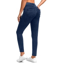 Rammus Jeggings Pull on Stretchy Jeans for Women High Waisted Skinny Jean Leggings Tummy Control Denim Pants with Pockets