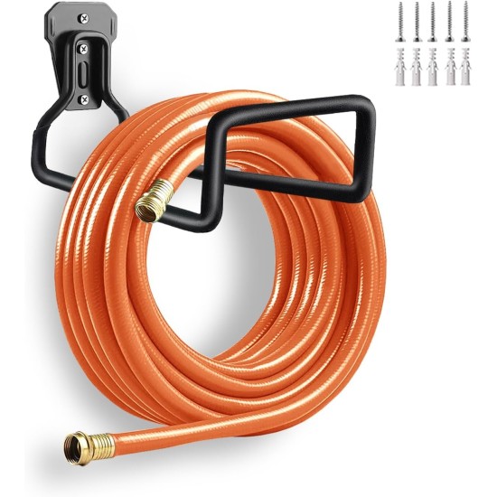 Garden Hose Holder, Wall Mount Hose Hanger Heavy Duty Organizer for Water Hoses Metal Hook Wall Mounted Rack for Hoses Storage, 1 Pack