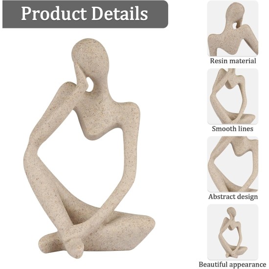 Sandstone Resin Thinker Style Abstract Sculpture Statue Collectible Figurines Home Office Bookshelf Desktop Decor(Small Sandstone,Left)