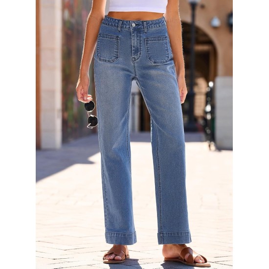 Astylish Women's Wide Leg Jeans High Waisted Stretchy Straight Leg Jeans Loose Trendy Denim Pants with Pocket
