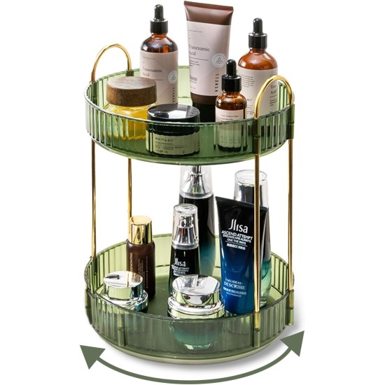 360 Rotating Makeup Organizer for Vanity,2 Tier Large Capacity Skincare Organizers,Bathroom Counter Organizer, Spinning Perfume Organizer & Vanity Organizer (Green-2 Tier) 360 Rotating Makeup Organizer for Vanity,2 Tier Large Capacity Skincare Organizers,Bathroom Counter Organizer, Spinning Perfume Organizer & Vanity Organizer (Green-2 Tier)