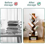 Yoobure Tree Bookshelf - 6 Shelf Retro Floor Standing Bookcase, Tall Wood Book Storage Rack for CDs/Movies/Books, Utility Book Organizer Shelves for Bedroom, Living Room, Home Office, Rustic Brown