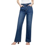 Sidefeel Women's Wide Leg Jeans High Waisted Tummy Control Stretchy Straight Leg Elastic Waist Trendy Denim Pants
