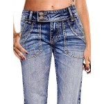 Flamingals Wide Leg Jeans for Women Low Rise Baggy Stretchy Straight Leg Bootcut Denim Pants