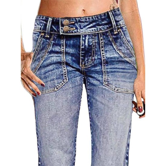 Flamingals Wide Leg Jeans for Women Low Rise Baggy Stretchy Straight Leg Bootcut Denim Pants