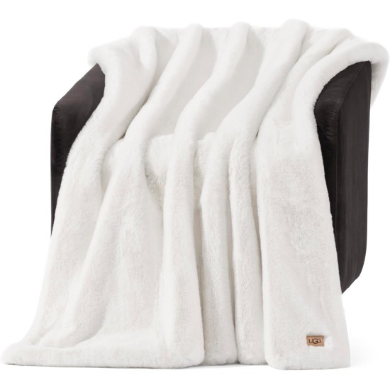 UGG Euphoria Faux Fur Throw Blanket, Warm Fluffy for Couch or Bed, Luxury Bedroom Decor, Blankets, Machine Washable, 50-inch x 70-inch, White Snow UGG Euphoria Faux Fur Throw Blanket, Warm Fluffy for Couch or Bed, Luxury Bedroom Decor, Blankets, Machine Washable, 50-inch x 70-inch, White Snow
