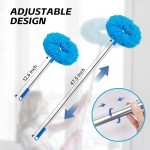 DRQ Ceiling Fan Cleaner Duster, Reusable Microfiber Duster with Extension Pole, 13 to 48 Inch Fan Blade Cleaner, Removable Dusters for Cleaning Walls Bookshelves Door Window Top (Blue)