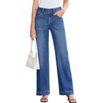 Sidefeel Women's Wide Leg Jeans High Waisted Stretchy Tummy Control Straight Leg Denim Pants