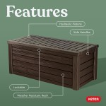 Keter Westwood 150 Gallon Deck Box Organizer, Doubles as 2-Person Bench Seat, Brown – Large Resin Outdoor Storage and Seating with Lockable Lid for Garden, Pool, and Patio