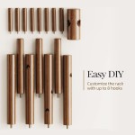 Pipishell Sturdy Wooden Coat Tree with 8 Hooks, 3 Adjustable Sizes for Clothes, Hat Stand Used in Bedroom/Office/Entryway, Brown