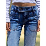 Flamingals Wide Leg Jeans for Women Low Rise Baggy Stretchy Straight Leg Bootcut Denim Pants