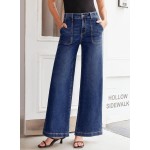 Sidefeel Womens Wide Leg Jeans High Waisted Stretchy Straight Leg Baggy Denim Pants with Pockets