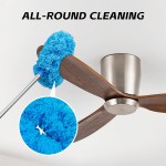 DRQ Ceiling Fan Cleaner Duster, Reusable Microfiber Duster with Extension Pole, 13 to 48 Inch Fan Blade Cleaner, Removable Dusters for Cleaning Walls Bookshelves Door Window Top (Blue)