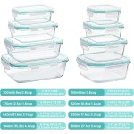 Vtopmart 8 Pack Glass Food Storage Containers with Airtight Lids, Glass Meal Prep Containers, Lunch Office Meal for Microwave, Oven, Freezer and Dishwasher, BPA Free