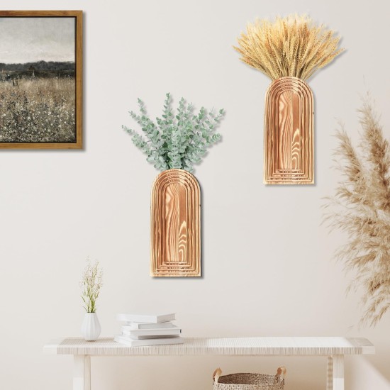 2 Pack Wooden Wall Vase Set - Brown Finish Modern Farmhouse & Boho Wall Decor for Entryway, Hallway, Bathroom, Living Room, Dining Room, Narrow Spaces 2 Pack Wooden Wall Vase Set - Brown Finish Modern Farmhouse & Boho Wall Decor for Entryway, Hallway, Bathroom, Living Room, Dining Room, Narrow Spaces