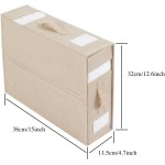 Linen Closet Organizers and Storage for Bedding Thin Blanket, Folding Sheet Storage Organizer with Visible Window (Beige)