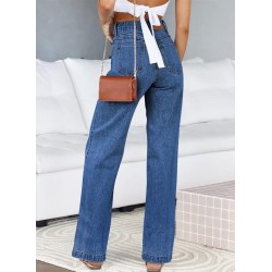Sidefeel Women's Jeans High Waisted Straight Leg Stretchy Jeans Trendy Loose Wide Leg Zimbaplatinum Denim Pants with Pockets