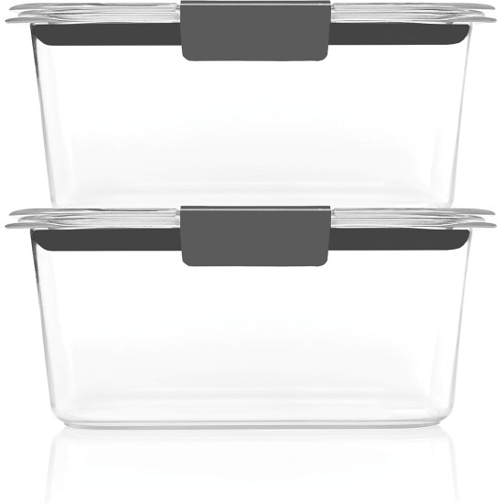 Rubbermaid Brilliance BPA-Free Food Storage Containers, Medium Deep, 4.7 Cup, 2-Pack, Airtight & Leak-Proof, Microwave & Dishwasher Safe