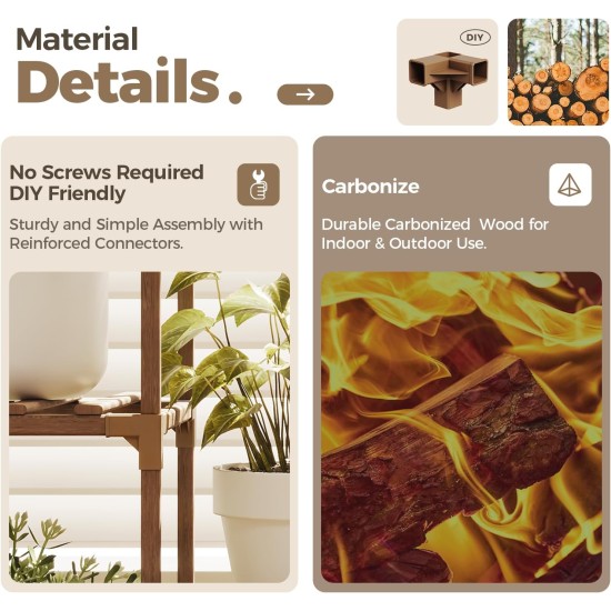 Bamworld Plant Stand Indoor Plant Shelf Outdoor Wood Plant Rack for Multiple Plants 3 Tiers Ladder Plant Holder for Living Room Patio Boho Home Decor for Gardening