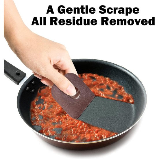 Pan Scraper, 5 Pcs Pot Scraper Plastic, Pot Scraper Non Scratch for Cast Iron, Pot and Pan Cleaning, Sturdy Scraper Kitchen Tool