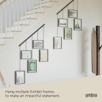 Umbra Exhibit Picture Frame Gallery Set, Adjustable Wall Collage Displays Five Photos (Two 4x6 and Three 5x7), Set of 5, Black