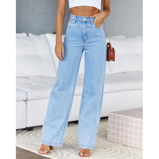 Cicy Bell Women's High Waisted Jeans Boyfriend Baggy Straight Leg Casual Denim Pants with Pockets