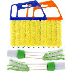 4Pcs Window Venetian Blind Cleaner Duster Tool,Washable 7 Fingers Dusting Cleaner and Air Vent Cleaner,Shutter Brush,Blinds Air Conditioner Keyboard Fan Duster Dirt Housekeeping Tool