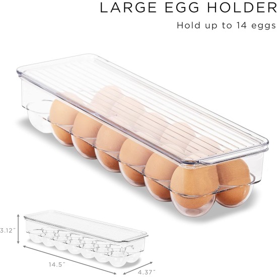 Sorbus Fridge Bins and Freezer Bins Refrigerator Organizer Stackable Food Storage Containers BPA-Free Drawer Organizers for Refrigerator Freezer and Pantry