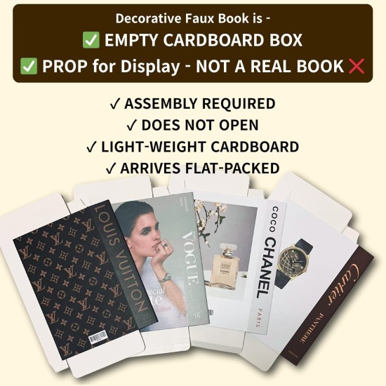 Luxe Large | 4 PCS Faux Decorative Books for Home Decor | Not Real Books (Cardboard Boxes) | Coffee Table, Bookshelf & Shelf Styling Display Props for Living Room, Office