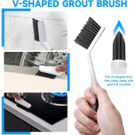 14Pcs Crevice Cleaning Brush Set, V Shape Grout Cleaner Brush for Deep Cleaning Gap, Hard Bristle Scrub Brushes Tools, Cleaning Supplies for Household Use, Bathroom, Kitchen, Toilet, Window